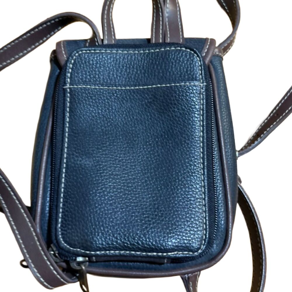 Vintage Y2K Esprit Mini Crossbody Leather Organizer Bag Black Brown - Picture 3 of 5